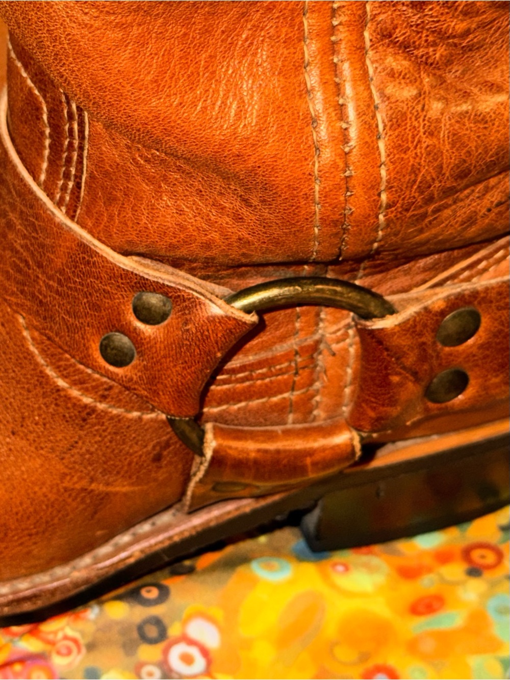 Frye 12R Harness Boot in Cognac Leather with Black Soles, Vintage 2004 - Picture 8 of 16